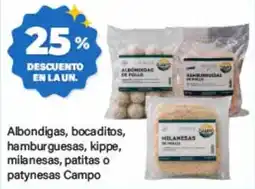 Supermercados Damesco Campo albondigas bocaditos hamburguesas kippe milanesas patitas o patynesas oferta