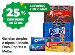 Supermercados Damesco Galletas simples o tripack Lincoln, Oreo, Pepitos o Melba oferta