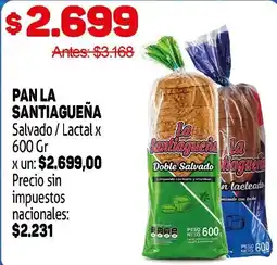 Makro Pan la santiagueña salvado / lactal oferta
