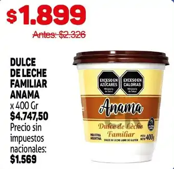 Anama dulce de leche familiar
