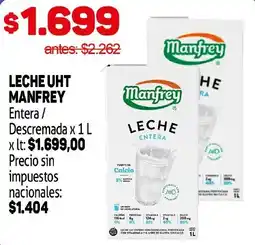 Makro Manfrey leche uht entera / descremada oferta