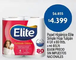 Makro Elite papel higiénico elite simple hoja tulipán oferta