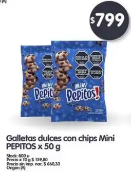 Supermercados Buenos Días Pepitos galletas dulces con chips mini oferta