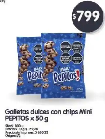Pepitos galletas dulces con chips mini