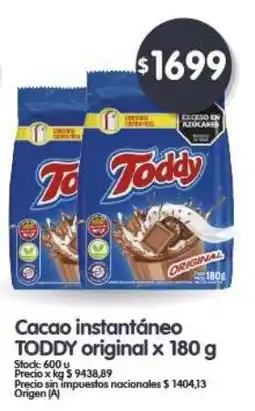 Supermercados Buenos Días Toddy cacao instantáneo original oferta