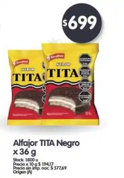 Supermercados Buenos Días Tita alfajor negro oferta
