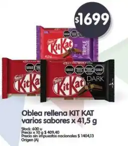 Supermercados Buenos Días Kit kat oblea rellena varios sabores oferta