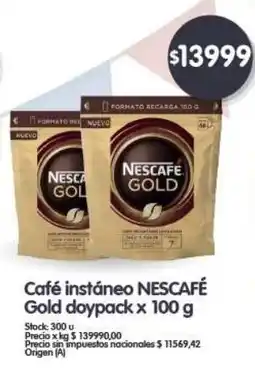 Supermercados Buenos Días Nescafe cafe instaneo gold doypack oferta