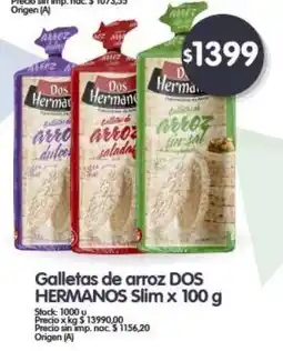 Supermercados Buenos Días Dos hermanos galletas de arroz slim oferta