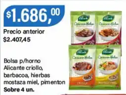 Supermercados Damesco Alicante bolsa p/horno criollo, barbacoa, hierbas mostaza miel, pimenton oferta