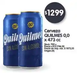 Supermercados Buenos Días Quilmes cerveza 0,0 oferta