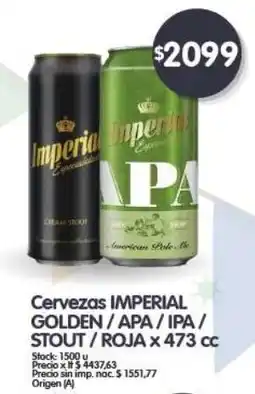 Supermercados Buenos Días Imperial cervezas golden / apa / ipa / stout / roja oferta