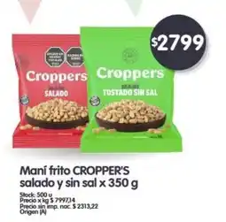 Supermercados Buenos Días Croppers maní frito salado y sin sal oferta