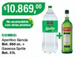 Supermercados Damesco Gancia aperitivo + Sprite gaseosa oferta