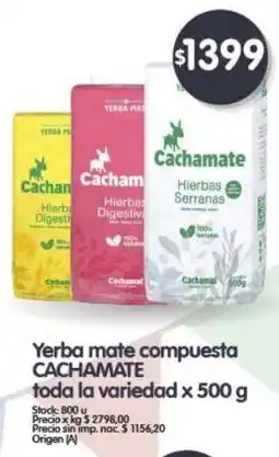 Supermercados Buenos Días Cachamate yerba mate compuesta toda la variedad oferta
