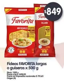 Supermercados Buenos Días Favorita fideos largos o guiseros oferta