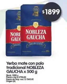Supermercados Buenos Días Noblezagaucha yerba mate con palo tradicional oferta