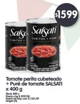 Supermercados Buenos Días Salsati tomate perita cubeteadocubitos + pure de tomate oferta