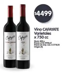 Supermercados Buenos Días Cafayate vino varietales oferta