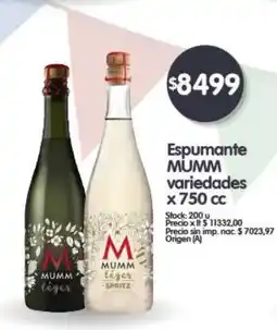 Supermercados Buenos Días Mumm espumante variedades oferta
