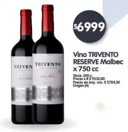 Supermercados Buenos Días TriventO vino reserve malbec oferta