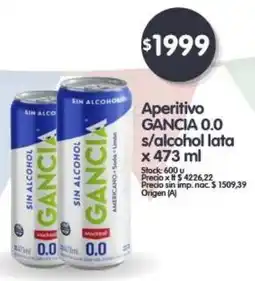 Supermercados Buenos Días Gancia aperitivo 0.0 s/alcohol lata oferta