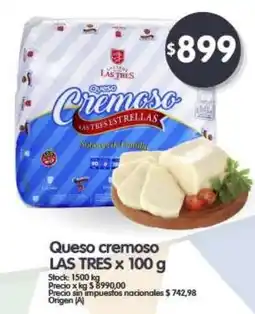 Supermercados Buenos Días Las tres queso cremoso oferta