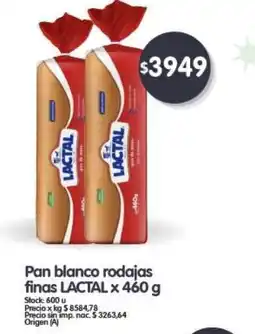 Supermercados Buenos Días Lactal pan blanco rodajas finas oferta