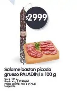 Supermercados Buenos Días Paladini salame baston picado grueso oferta