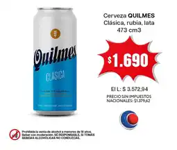Cooperativa Obrera Quilmes cerveza clásica rubia oferta