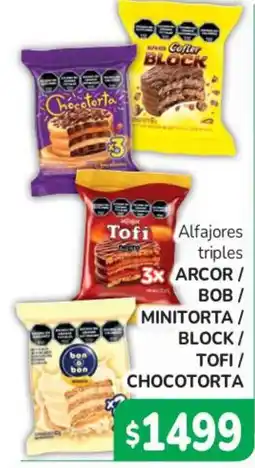 Beltrán Supermercados Alfajores triples ARCOR / BOB / MINITORTA / BLOCK / TOFI / CHOCOTORTA oferta