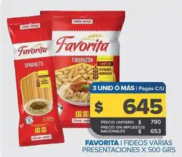 Carrefour Maxi Favorita - fideos varias presentaciones oferta