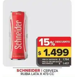 Carrefour Maxi Schneider - cerveza rubia lata oferta