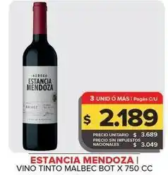 Carrefour Maxi Estancia mendoza - vino tinto malbec bot x 750 cc oferta