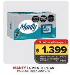 Carrefour Maxi Manty - alimento en pan para untar oferta