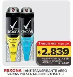 Carrefour Maxi Rexona - antitranspirante aero varias presentaciones oferta