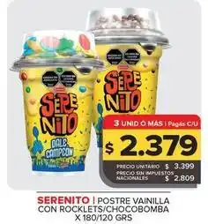 Carrefour Maxi Serenito - postre vainilla con rockets/chocobomba x 180/120 grs oferta