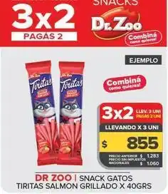 Carrefour Maxi Dr zoo - snack gatos tiritas salmon grillado oferta