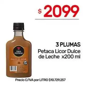 3 plumas petaca licor dulce de leche