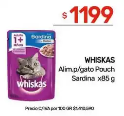 Nini Mayorista Whiskas Alim.p/gato Pouch Sardina oferta
