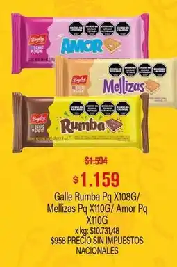 Makro Bagley - galle rumba pq x108g/ mellizas pq x110g/ amor pq x110g oferta