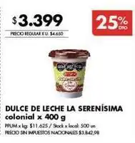 Disco La serenísima - dulce de leche colonial oferta