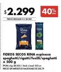 Disco Fideos secos spaghetti/rigatti/fusilli/spaghetti oferta