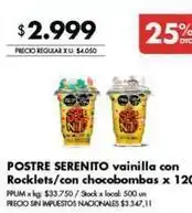 Disco Serenito - postre vainilla con rocklets/con chocobombas oferta