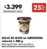 Disco La serenísima - dulce de leche la serenísima colonial oferta