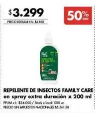 Disco Repente de insectos family care en spray extra duración oferta