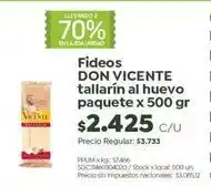 Jumbo Don vicente - fideos tallarín al huevo paquete x 500 gr oferta