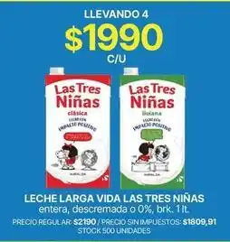 Supermercados Vea Las tres niñas - leche larga vida oferta