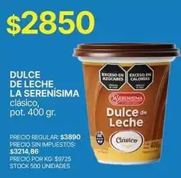 Supermercados Vea La serenísima - dulce de leche oferta