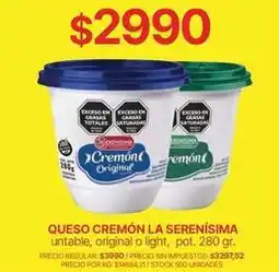 Supermercados Vea La serenísima - queso cremón oferta